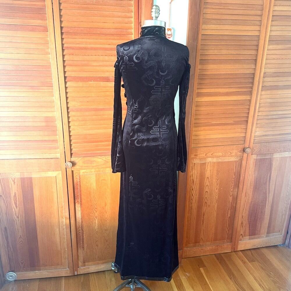 Killstar Goth Punk Witchcore Wiccan Black Snake Velvet Vinyl Trim Dress M - Picture 7 of 11